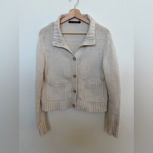 Jenni Kayne Cardigan Knit Sweater Size Large Cream Cottagecore Cozy